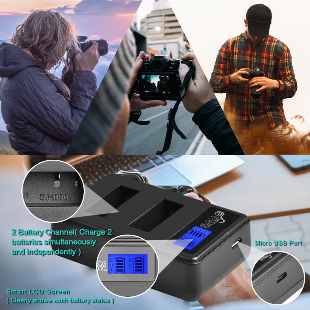 Batería y cargador PG1050 de 1180mAh para SJCAM, SJ4000, WiFi, SJ5000, WiFi Plus, M10, SJ5000 plus, SJ6000, SJ7000
