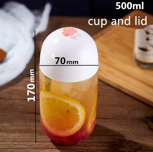 10 Stuks Transparante Wegwerp Melk Thee Cup Party Verjaardag Gunst 500 Ml Leuke Koffie Sap Koud Drankje Plastic Bekers met Deksel: cup and lid1