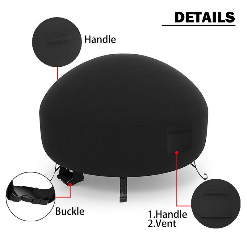 2 Sizes Waterproof Patio Fire Pit Cover Black UV Protector Grill BBQ Shelter Outdoor Garden Yard Round Canopy Furniture Covers