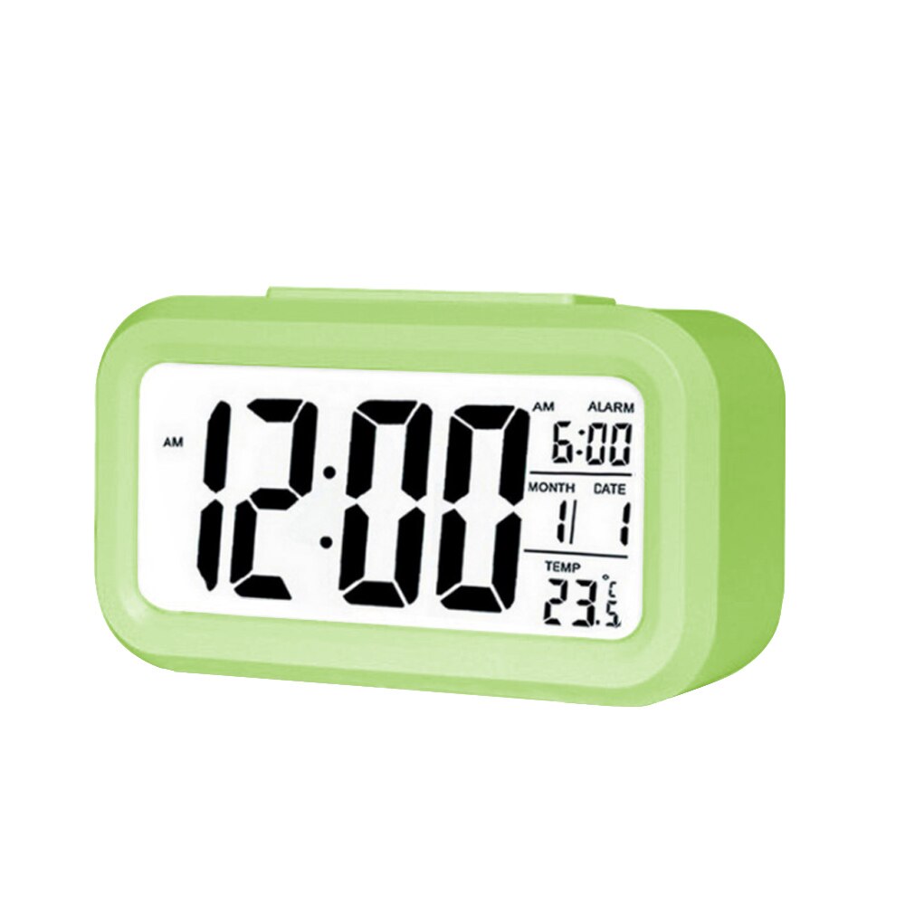 LED Digital Alarm Clock Electronic Digital Alarm Screen Desktop Clock Home Office Backlight Snooze Data Calendar Desk Clocks: Green