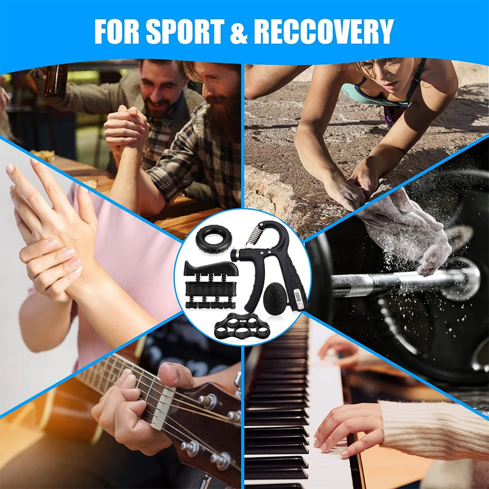 Adjustable Grip Strength Trainer Wrist Finger Exerciser Hand Grip Strengthener Muscle Building Injury Recover Expander Kit