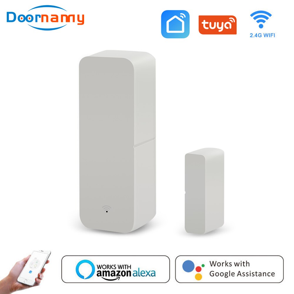 Doornanny Alexa Google Home Tuya Smart Door Sensor WiFi Alarm Door Opening Detectors Smart Life APP Remote Alarm