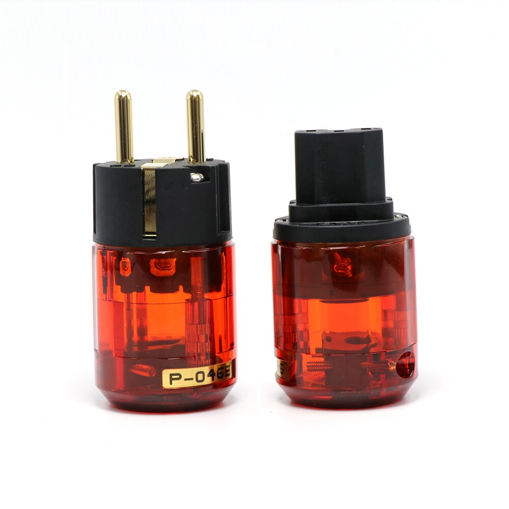 Höhe P046E + C046 Gold-Überzogene Durcheinander SCHUKO Energie Stecker EUR Energie Stecker hifi EU AC Energie stecker