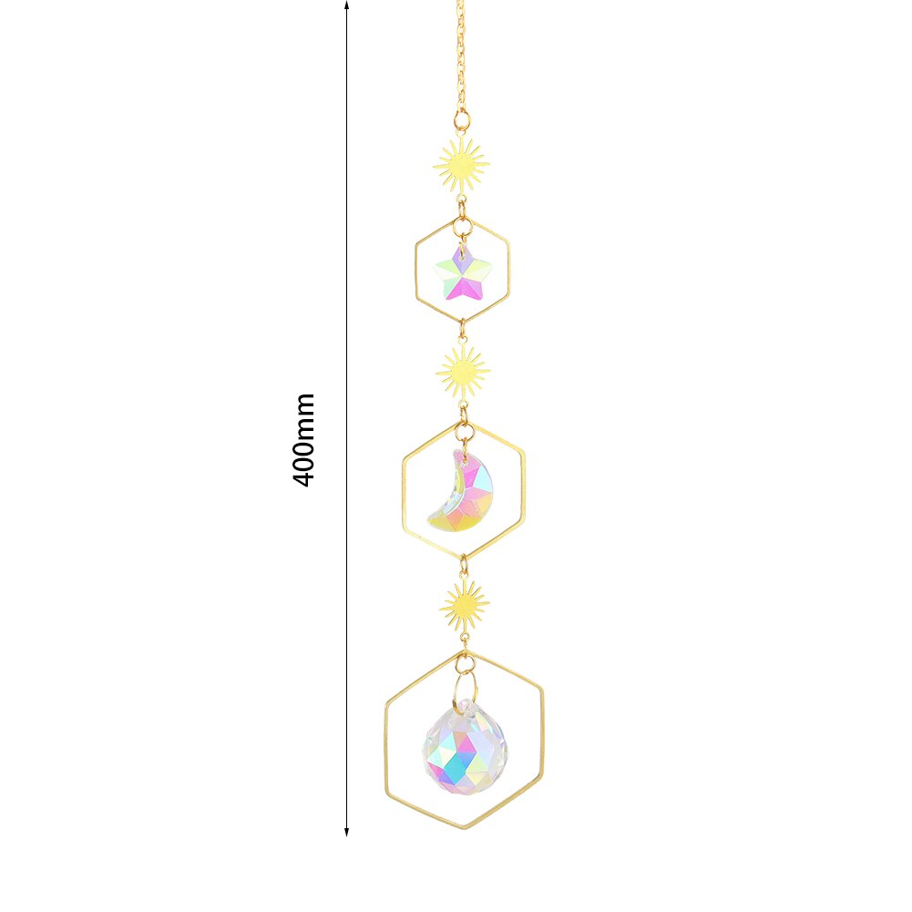 Hanging Crystal Suncatcher Star Craft Sun light Catcher Window Car Moon Bell Pendant Rainbow Maker Home Garden Wall Wind Chime: K