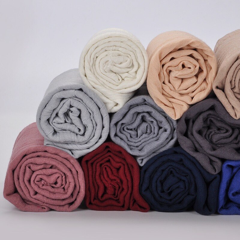 Bufanda mujer hijab Chiffon chal chal musulmán árabe pelo cabeza bufanda borla retro arruga patrón Poncho 180x90cm