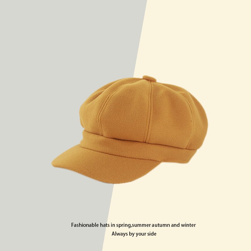 Ladies Womens Girls Black 8 Panel Wool Blend Baker Boy News Boy Flat Cap Hat: Ginger