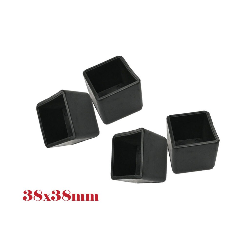 Sorte møbelbenkapper pvc plast gulvbeskytter puder rundt bord foddæksel rørpropper nivelleringsfødder 8 stk.: Firkant 38 x 38mm