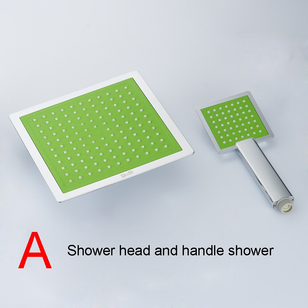 LANGYO Chrome Shower Head Bathroom ABS Plastic Shower Faucet Gray Rainfall Shower Nozzle With Shower Hand: square shower set