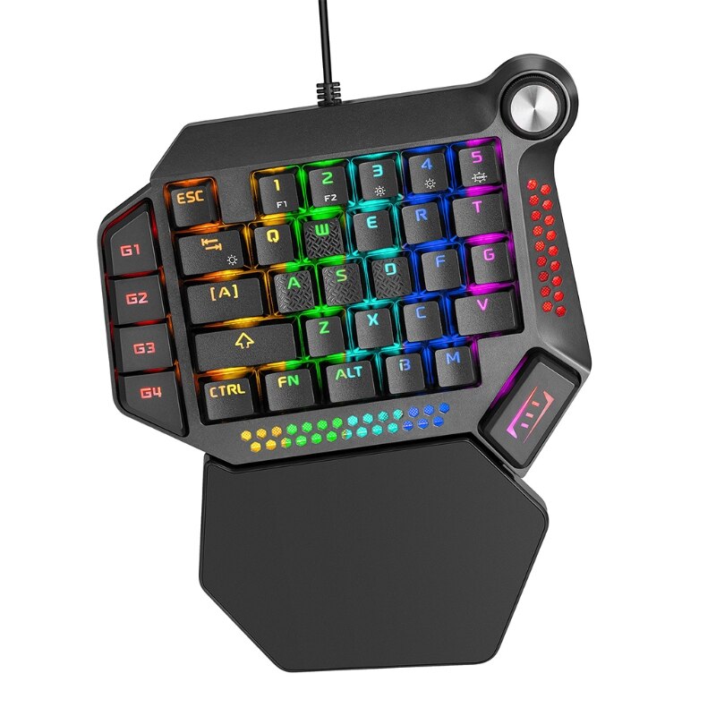 Enkele Hand Gaming Toetsenbord 35 Toetsen Rgb Lichtgevende Backlight Gaming Toetsenbord Voor Windows Pc Gamers Eten Kip Mobiele Game: B