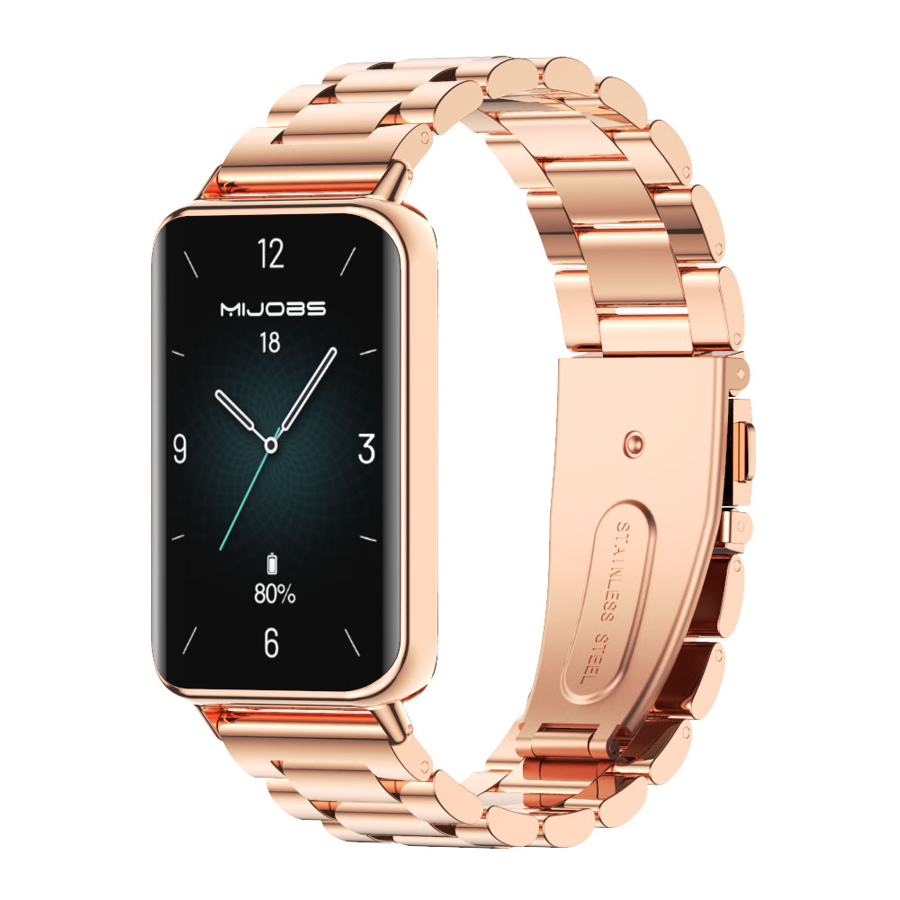 Pour Huawei Honor Band 9 sangles Bracelet en métal milanaise Sport bande remplacement Bracelet pour Honor Band 9 Correa: Rose pink