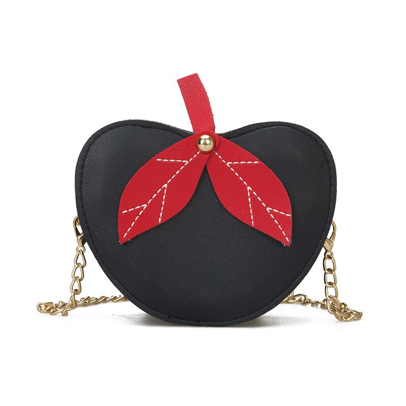 Kinder messenger bag waterdichte pu leren ketting meisjes crossbody tas peutermeisje kleine tas portemonnee: Zwart