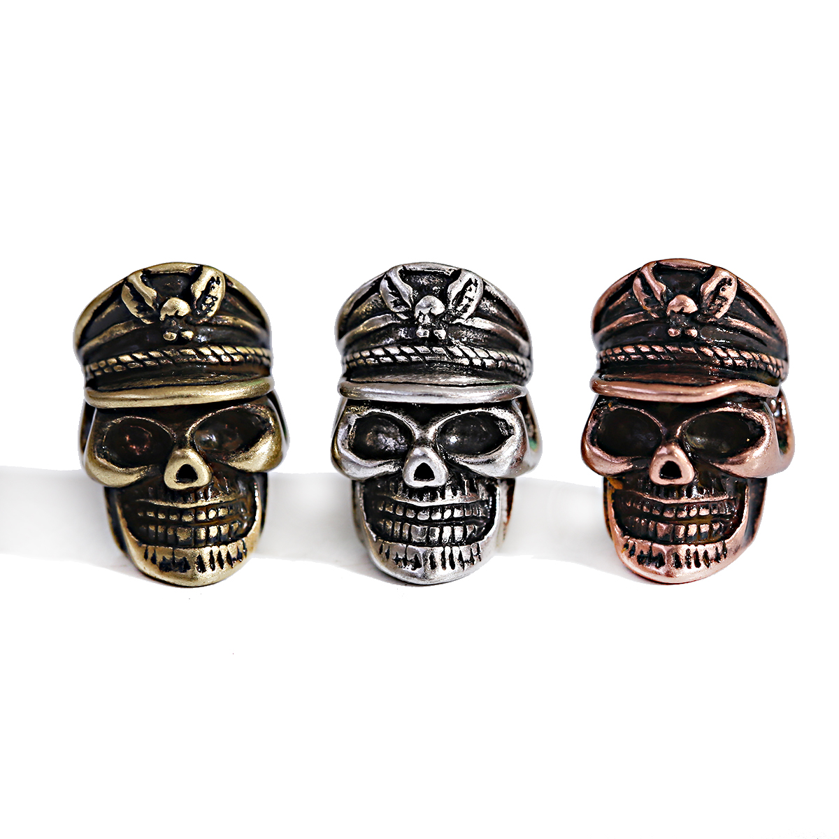 Cuentas de Paracord Vintage para hombre, abalorios de bronce antiguo, cobre, León, casco, Calavera, abalorios para pulsera, fabricación de joyas, 3 uds./Set: Oro
