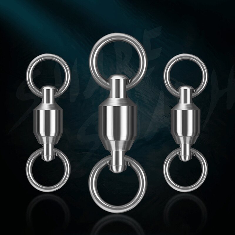 10pcs Fishing Swivel Heavy Duty Ball Bearing Connector Rolling Stainless Steel Solid Ring Hook Connector Fish Tacke Accessories