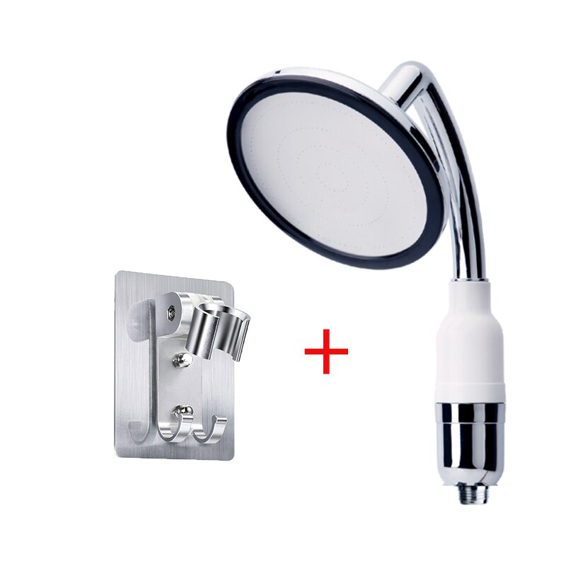 Zhang ji multi-fuctional håndholdt spa brusehoved 145mm stort panel højtryks spraydyse vandfald filter rense brusehoved: Brusehoved sæt 2