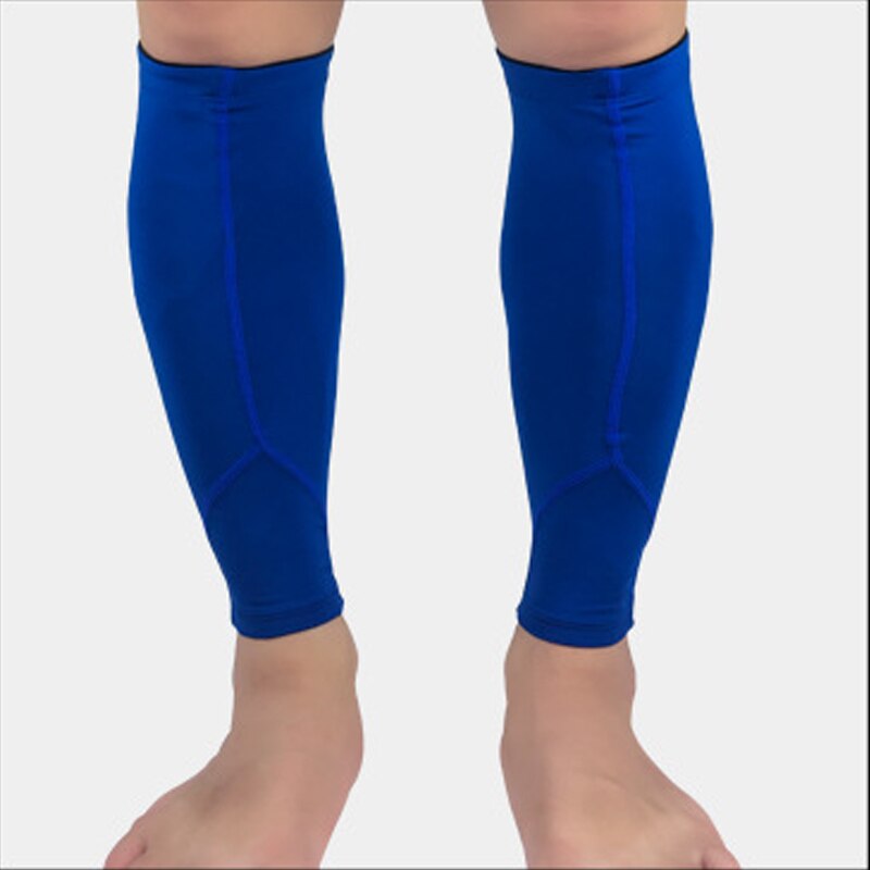 1 paar Antislip Compressie Been Mouwen Basketbal Voetbal Kalf Ondersteuning Running Shin Guard Fietsen Beenwarmers Zon UV Protector: blue / XL