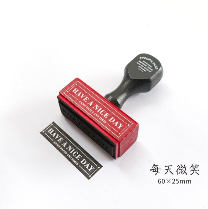 Sello clásico de madera con mango, sello de serie DIY de goma de madera, sellos para álbum de recortes, papelería, álbum de recortes, sello estándar: C