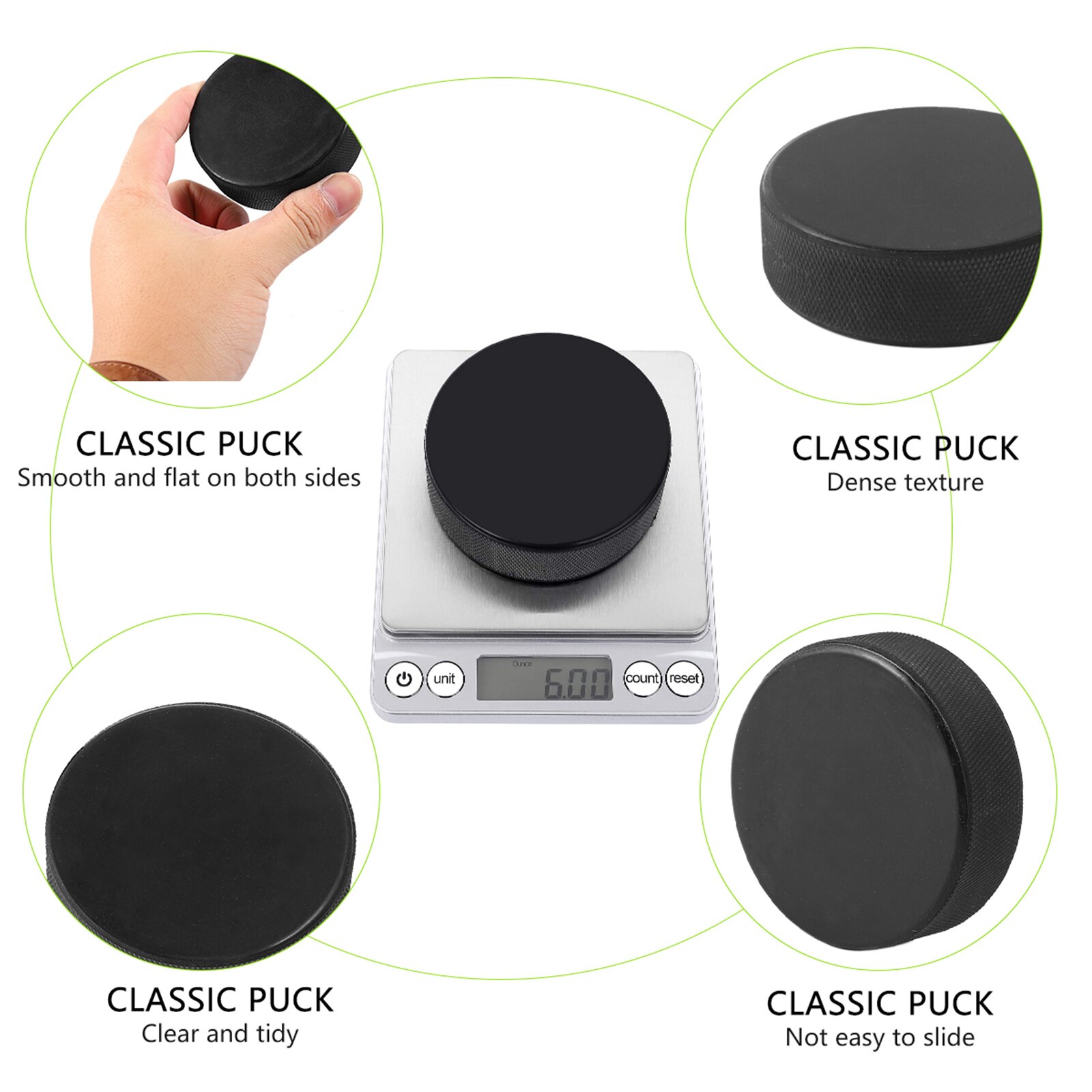 9pcs Classic Ice Hockey Pucks Black Sports Puck for Practicing and Training