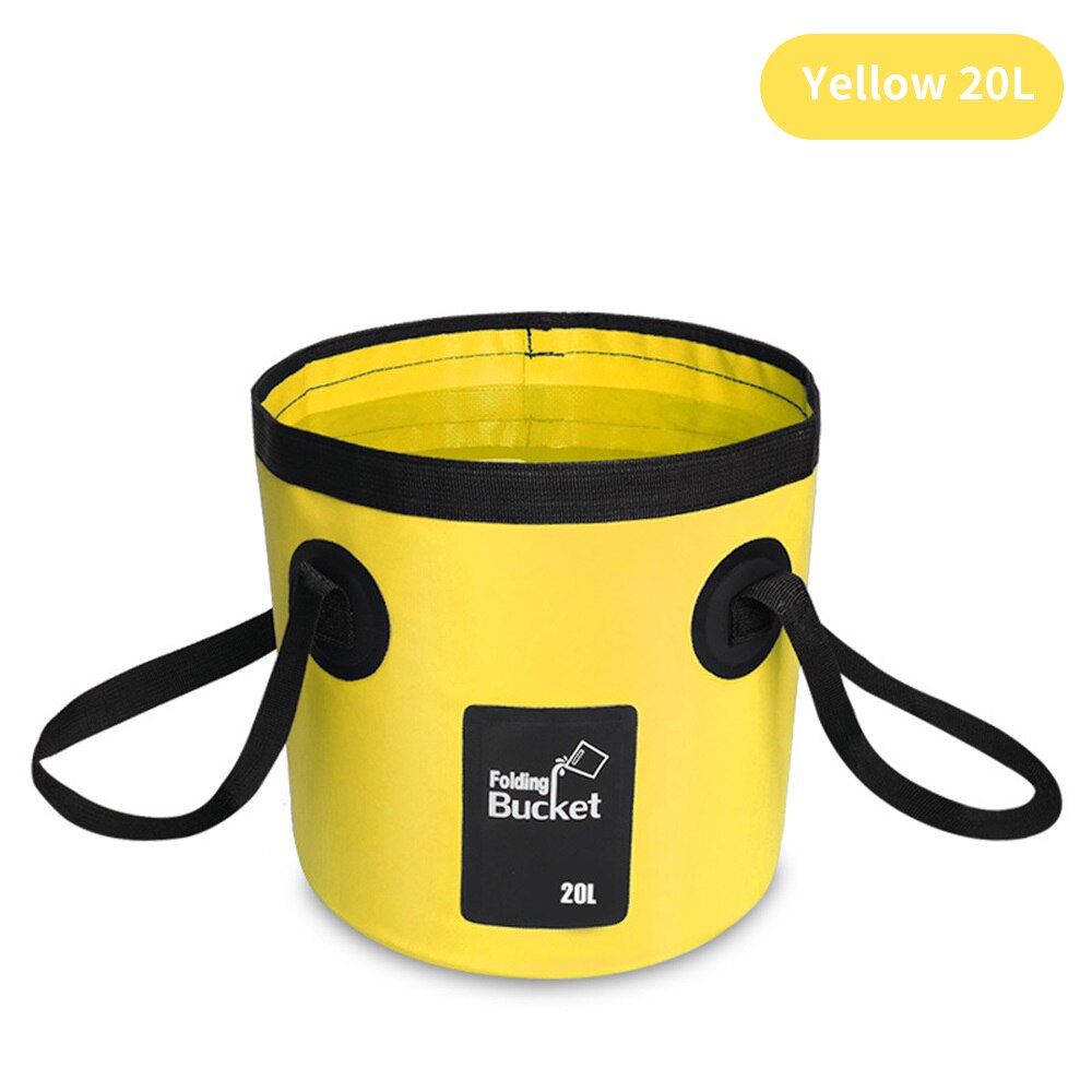 Cubo plegable de 12L y 20L, bolsas de agua impermeables, cubo portátil de pesca, contenedor de agua, bolsa de almacenamiento para coche: yellow 20L