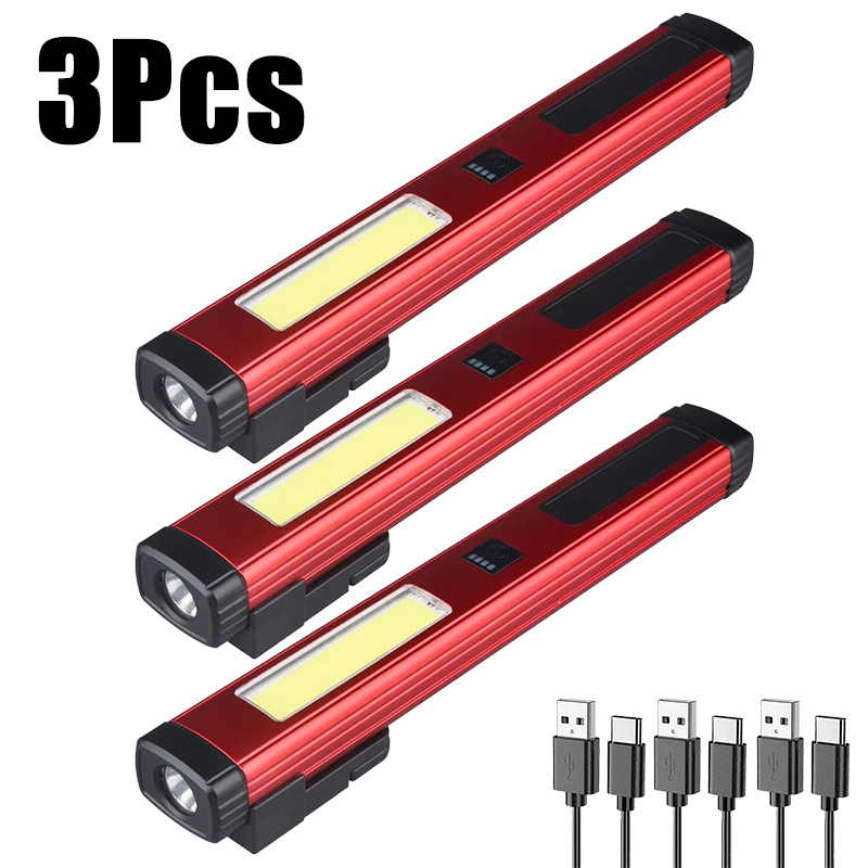 Mini tragbare LED-Stift lampe Kolben Seiten licht Boden Magnet Taschenlampe mit Stift Clip eingebaute Batterie Typ C wiederauf ladbare Arbeits lampe: verrotten