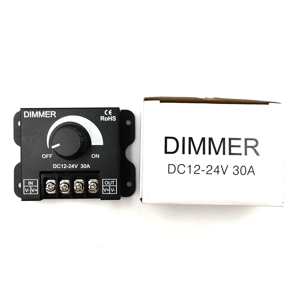 DC12-24V Lighting Dimmer for LED Lights 8A 30A Stepless LED Dimmers 10W 50W 100W 200W 300W Brightness Dimming Switch Controller