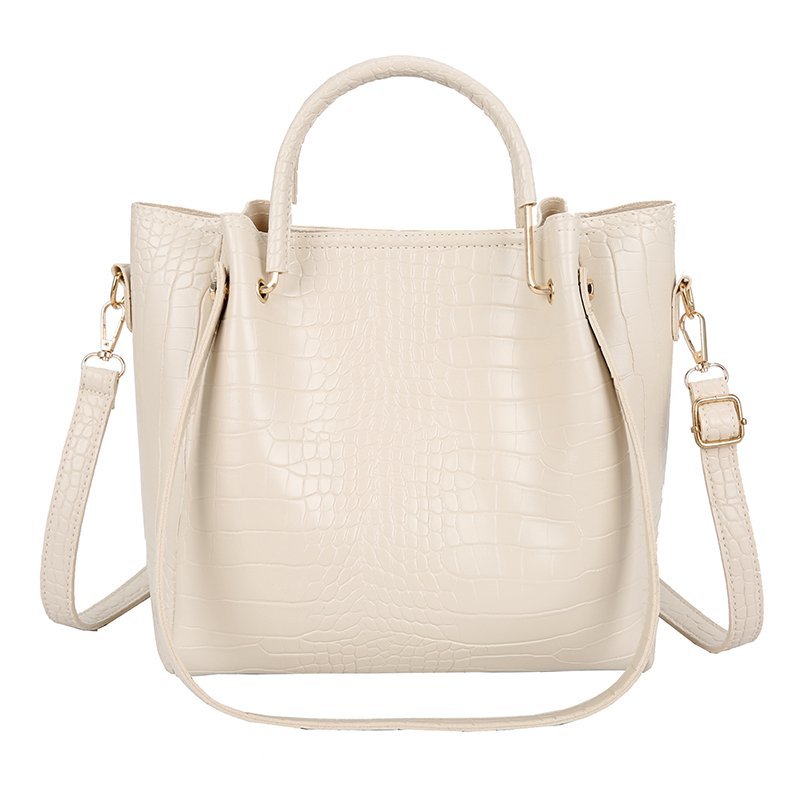 Steen Patroon Pu Lederen Emmer Tassen Voor Vrouwen Retro Toevallige Schouder Tas Dame Handtassen Sac Een belangrijkste: White