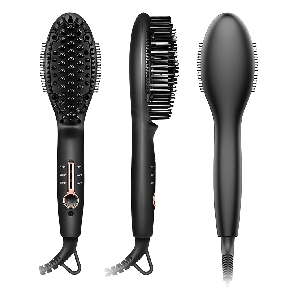 Escova alisadora elétrica alisadora de barba, chapinha de cerâmica, alisador de cabelo, escova alisadora de ferro, pente alisador de barba para homens