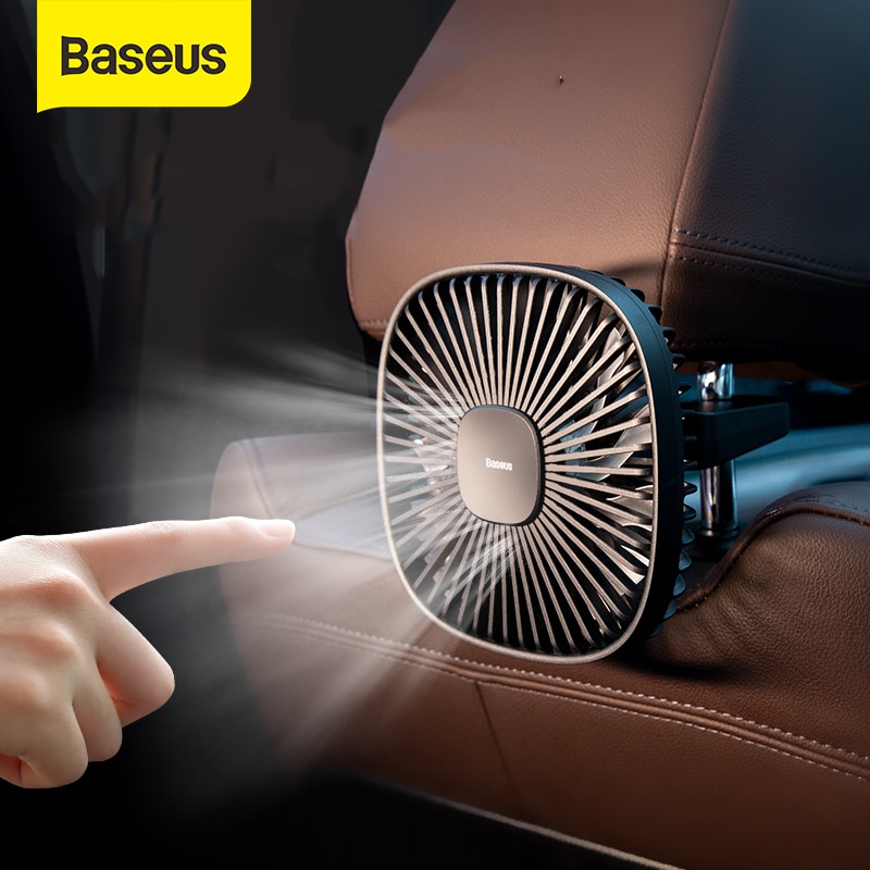 Baseus Auto Fans Mute Luchtkoeler Fan 12V Airconditioner 360 Graden Rotatie Koelventilator Voor Auto Achterbank met 1.5 Kabel Usb Fan