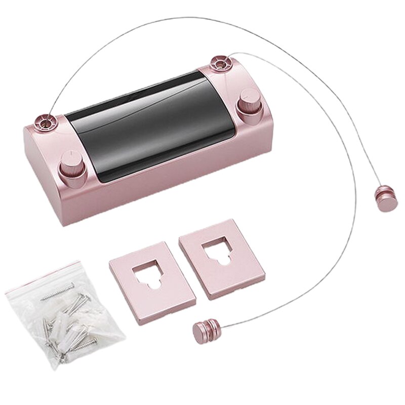 Retractable Clothes Line Dryer Indoor Outdoor Drying Rack ABS Plastic Clothesline Rack Laundry Dryer Double Layer: Pink