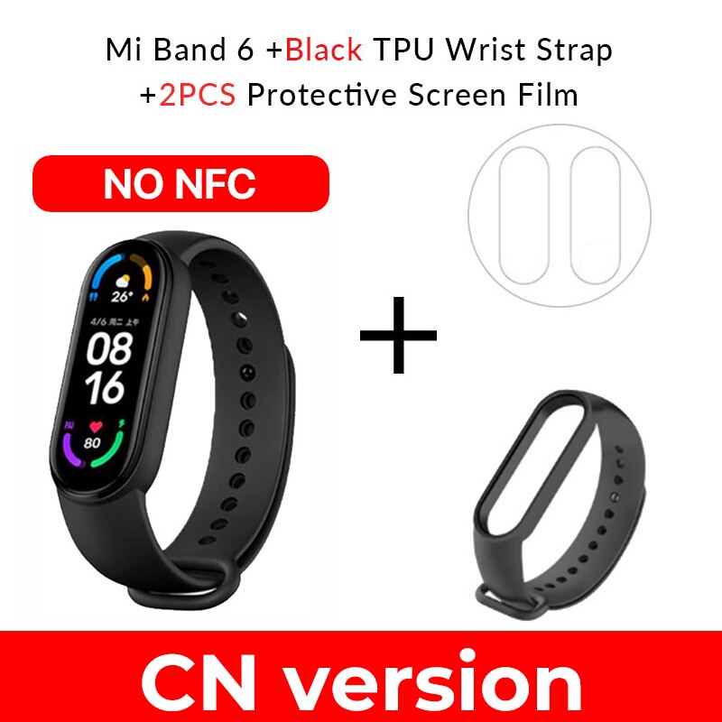 Global Version Xiaomi Mi Band 6 Smart Bracelet Blood Oxygen Heart Rate Miband 6 Fitness Traker Bluetooth Waterproof Smart Band: CNxBlack(no nfc)
