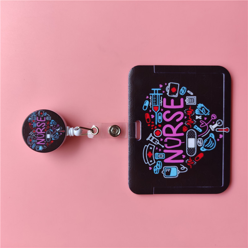 Doctor Nurse Cute Name ID Badge Holder Hard Case with Neck Lanyard Bus Card Holder Keychain Strip Set for Nurse Name Card Case: Brocade Green