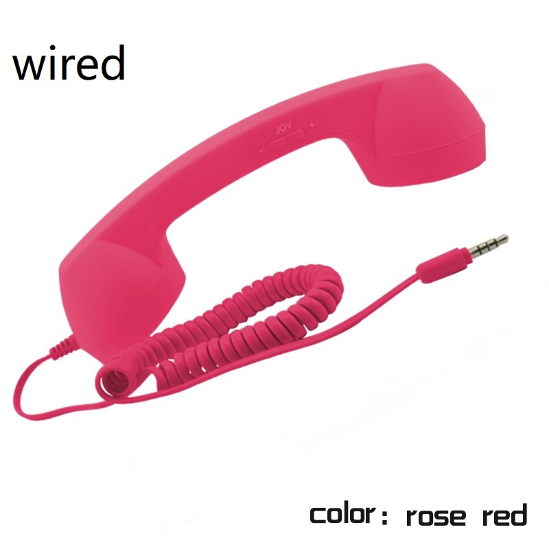 Wireless Retro Telephone Handset and Wire Radiation-proof Handset Receivers Headphones for a mobile phone with comfortable call: wired rose red
