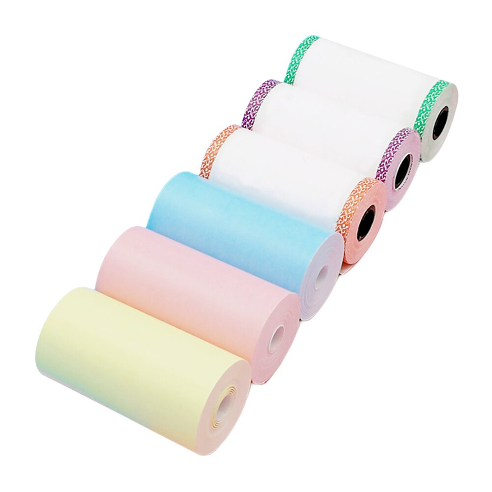 6pcs 57x30mm Portable Pocket Printer Paper Roll Self-Adhesive Children Camera Instant Print Printable Thermal Paper Replacement