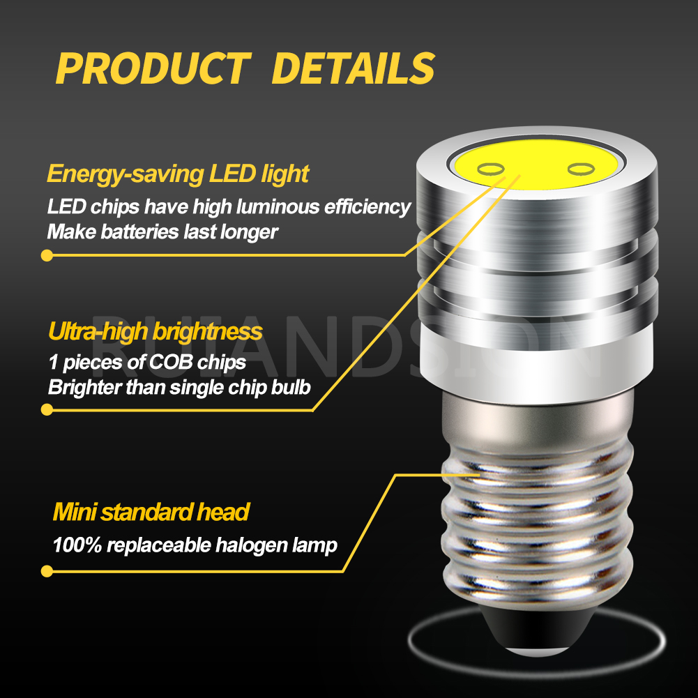 10 Uds 2W COB E10 LED 6000K bombilla de instrumento Industrial DC3V 6V 12V bombilla iluminada plana indicador blanco bombilla de máquina E10