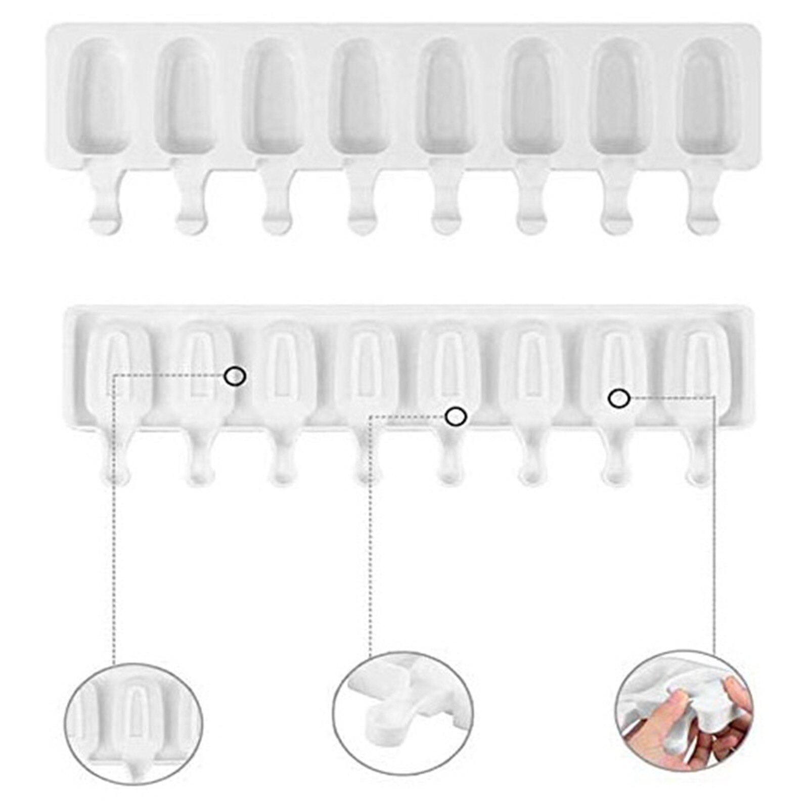 Home Ice Cream Mold 8 Cell Frozen Silicone Juice Popsicle Maker for Cake Ice cream Dessert Candy Support