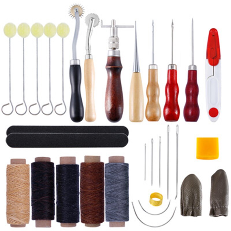 DIY Leather Craft Tools Kit Hand Sewing Stitching Punch Carving Work Set Accessories: Style 5