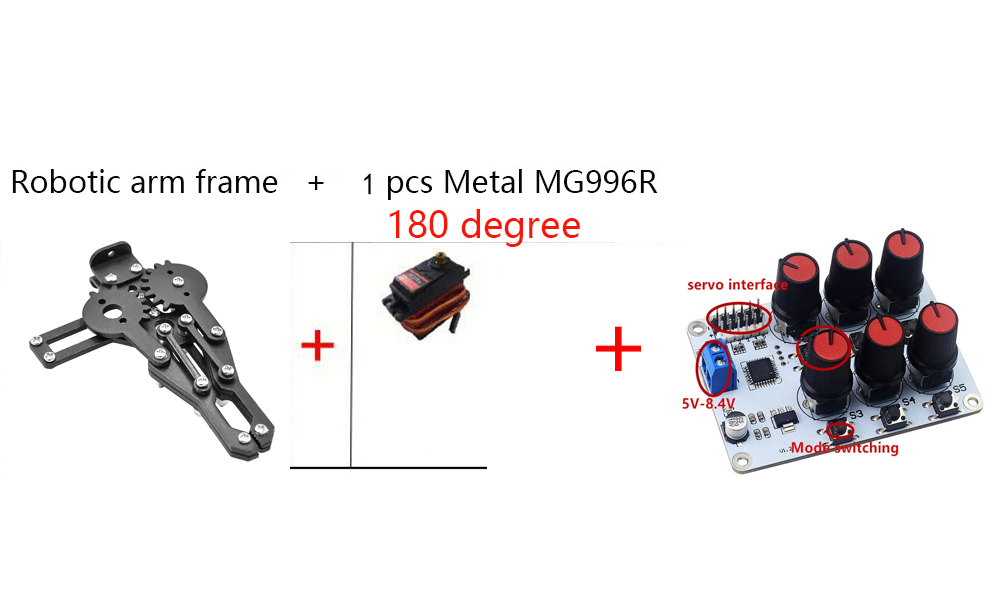 Roboter Klauen greifer Metall Manipulator Klemme Roboterarm für Arduino Roboter DIY Bausatz mg996r mechanische Greifer Servo Regler Roboter: Dunkelgrau