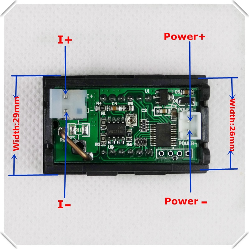 Rd 0.56 "digitalt amperemeter  dc 0-10a firetrådsforstærker 3 cifret aktuelt panelmåler led displayfarve [ 4 stk / parti]