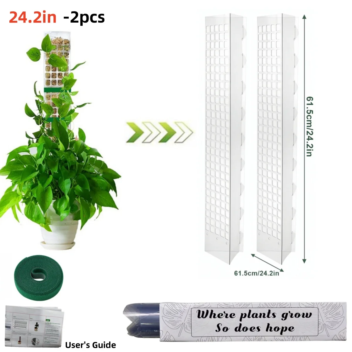 24 tommers mosestang til planter plantestøttestenger innendørs potteplantepinner støtte 2/4/6 stk trene slyngplanter til å vokse oppover: beige