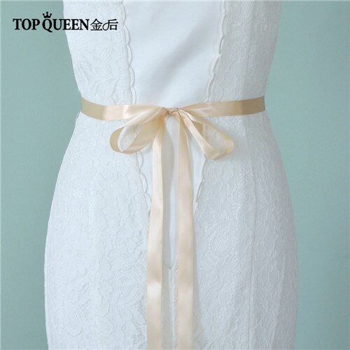 TOPQUEEN S375-S Wedding Dress Belts Bridal Waist Belt Dress Satin Ribbon Belt Indian Beaded Belt Luxury Rhinstone Dress Belts: champagne