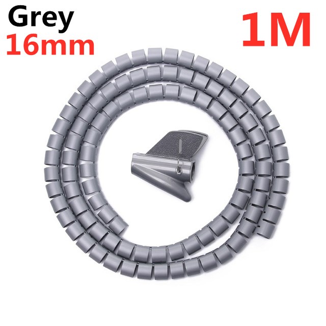 Cable Wire Protector Cable Organizer Clips Computer Cord Protective Tube Flexible Spiral Clamps Wired Organizer Management Tools: 16mmx1m Gray