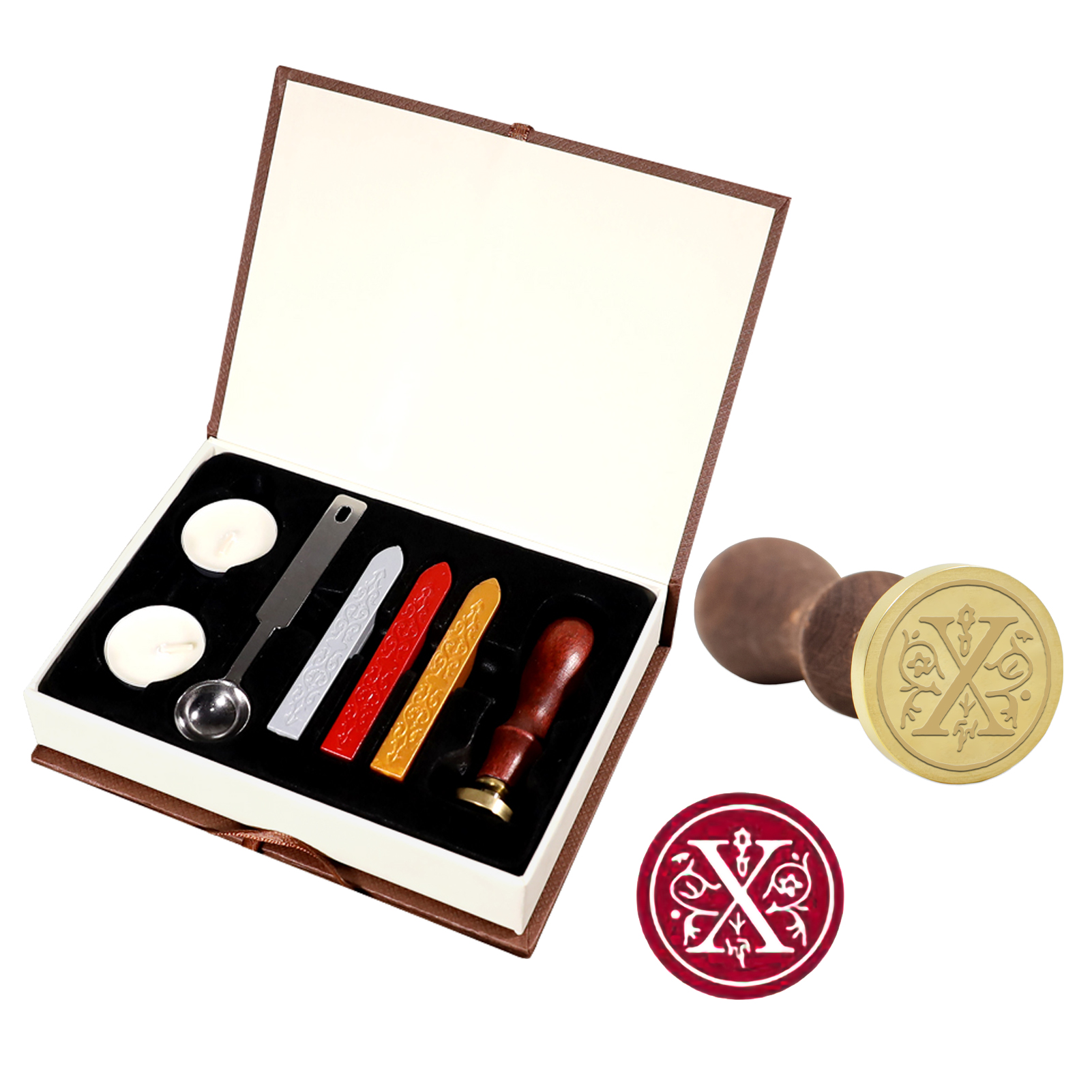 Wax Seal Stamp Kit Klassieke Wax Postzegels Met Zegellak Sticks Voor Kaarten Enveloppen Uitnodigingen Wijn Pakketten Wedding Letters: X