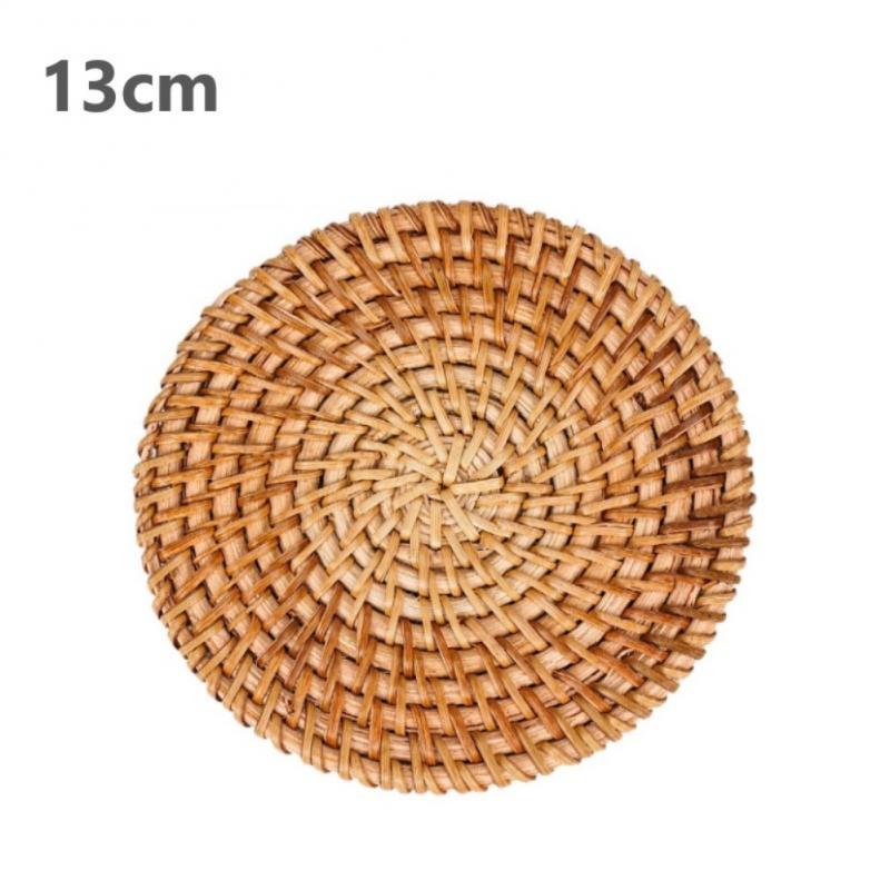 1Pc Herfst Rotan Hand-Woven Coaster Creatieve Eettafel Mat Kom Mat Pot Mat Ketel Mat Isolatie Pad mon-Slip Mat: 13cm
