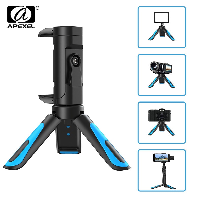 APEXEL Universal Camera Tripod Portable Stretch Handheld Tripod With Mobile Phone Clip Smartphone For Gopro xiaomi iPhone