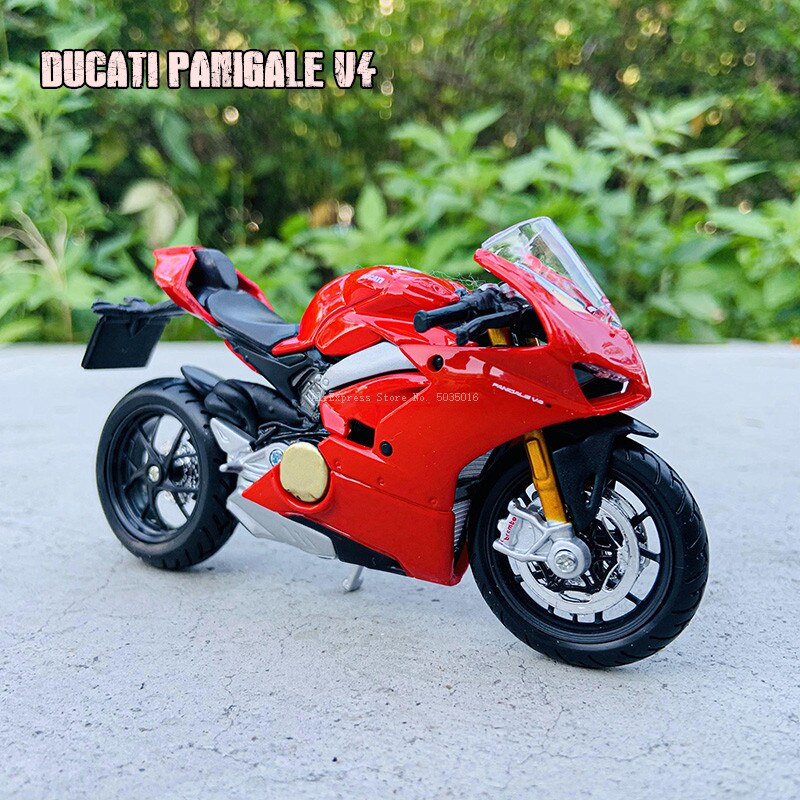 Bburago 1:18 Ducati PANIGALE V4 Alloy Diecast Motorcycle Model Workable Shork-Absorber Toy For Children Toy Collection