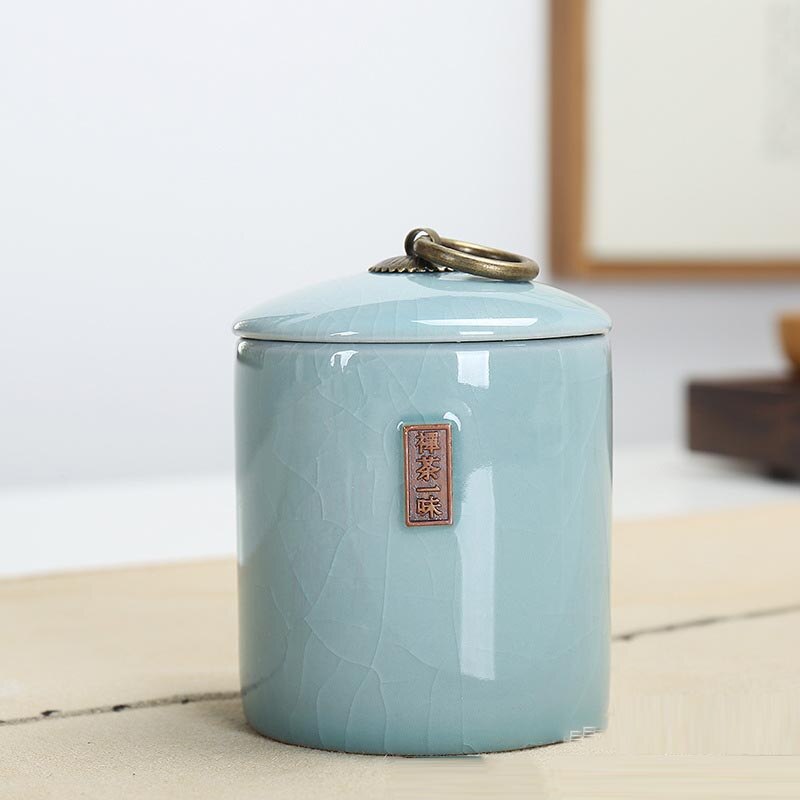 3 färger telåda keramikburk lång jing teförvaring lufttäta kannor kaffeorganisatör förvaringstankar kök matbehållare med lock