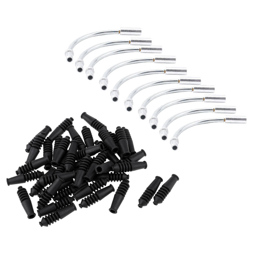 10x Brake Noodle V-Brake Cable Guide 90/110° Bent &amp; 20x Black Boots for Folding Bicycle Mountain Road Bike Front/Rear V-brakes