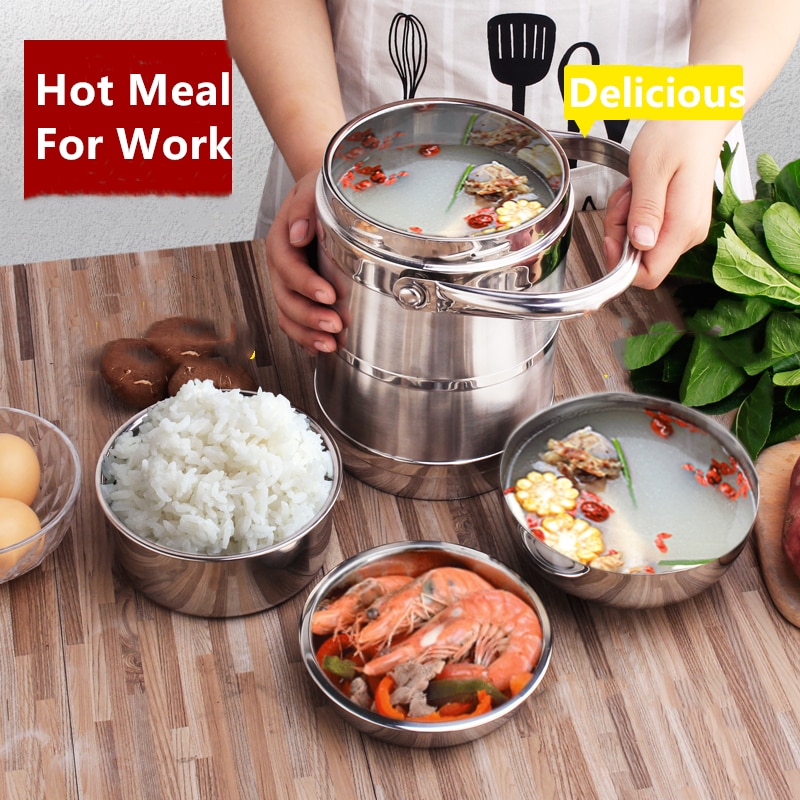 Thermos For Food With Containers Stainless steel insulated barrel lunch box multi-layer large capacity with Lid Bowl for Adults