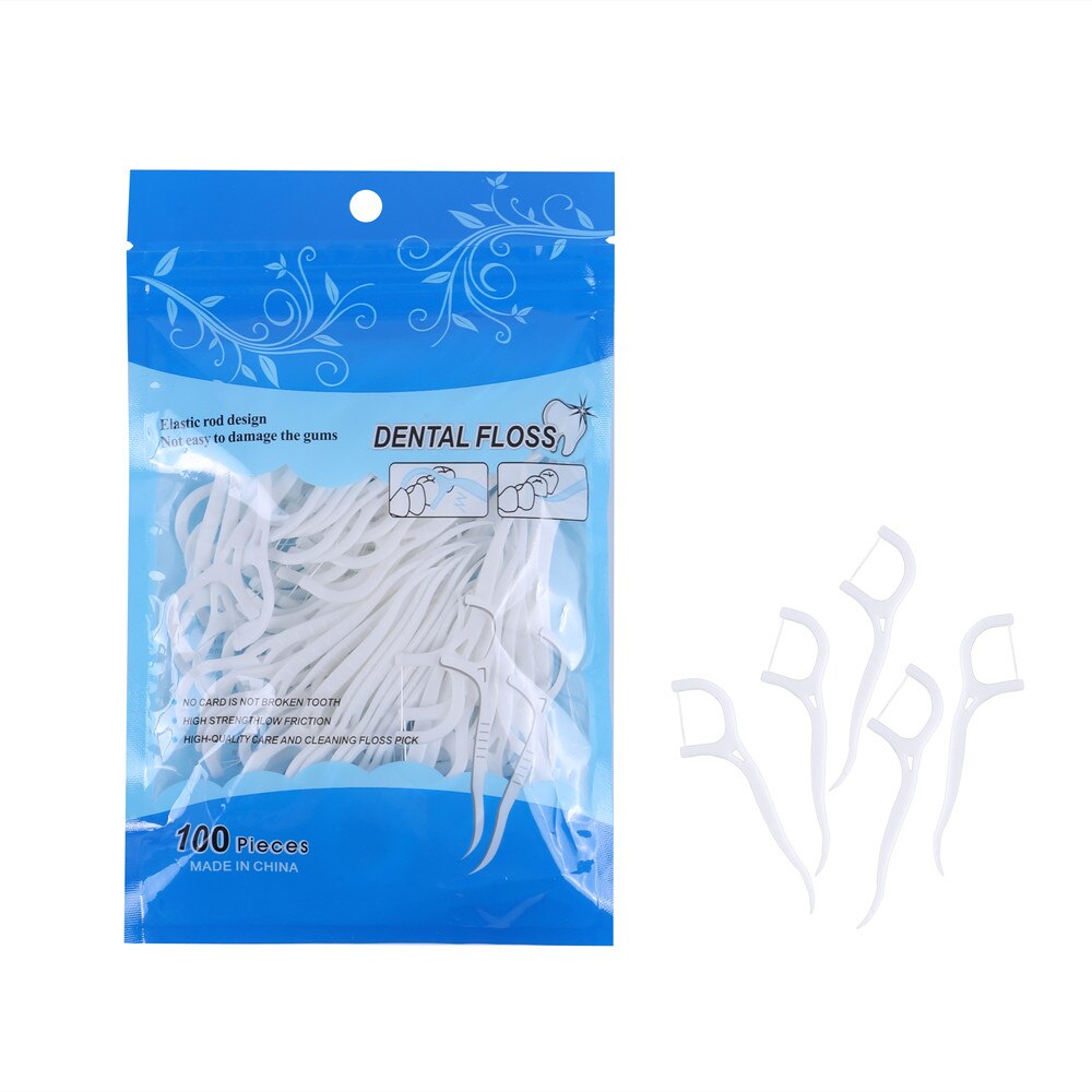 100pcs Dental Floss Flosser Picks Teeth Toothpicks Stick Tooth Clean Oral Care Interdental Brush Teeth Stick Floss Pick Cleaning