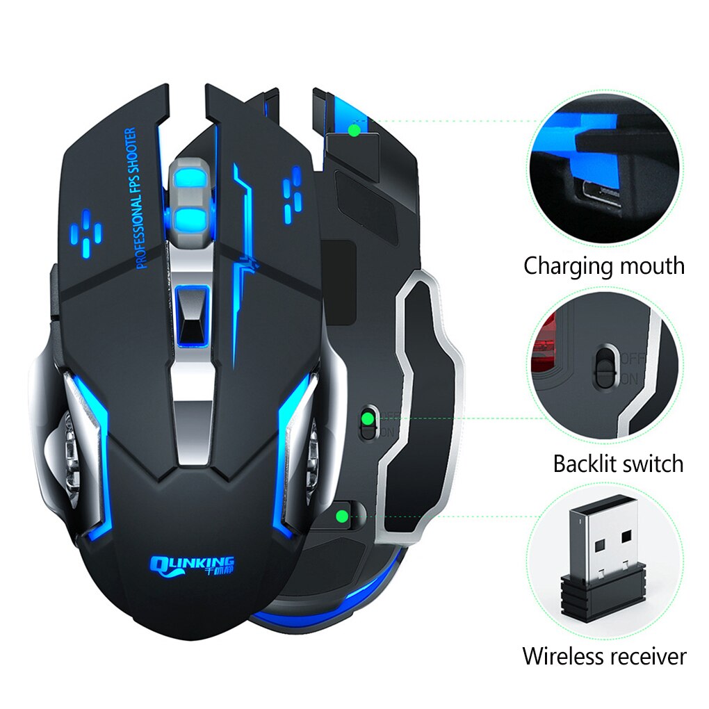 3200DPI Einstellbar Drahtlose Optische Spielen Maus Kühle Profi Gamer Spielen Maus LED Computer Mäbenutzen USB Empfänger Maus Für Laptop PC