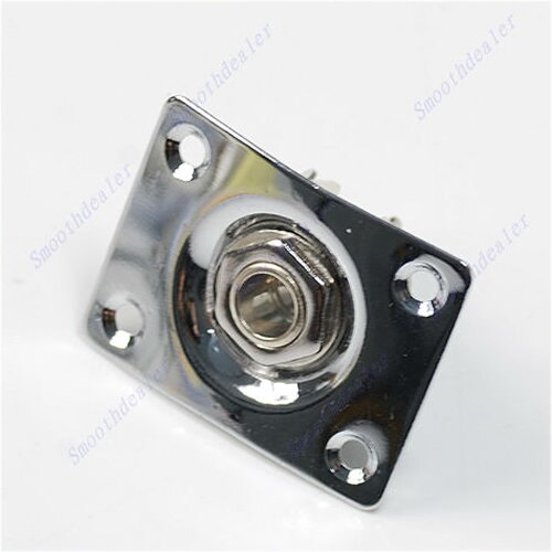 Chrome Rectangle Output Guitar Jack Plate Socket